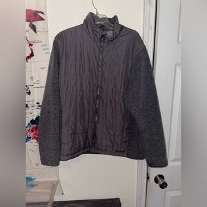 Merrell Hybrid Full-Zip Jacket - quilted sleeves, puffer torso, Gray